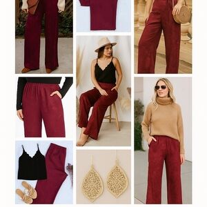 Burgundy Jacquard Lounge Pants – Size L